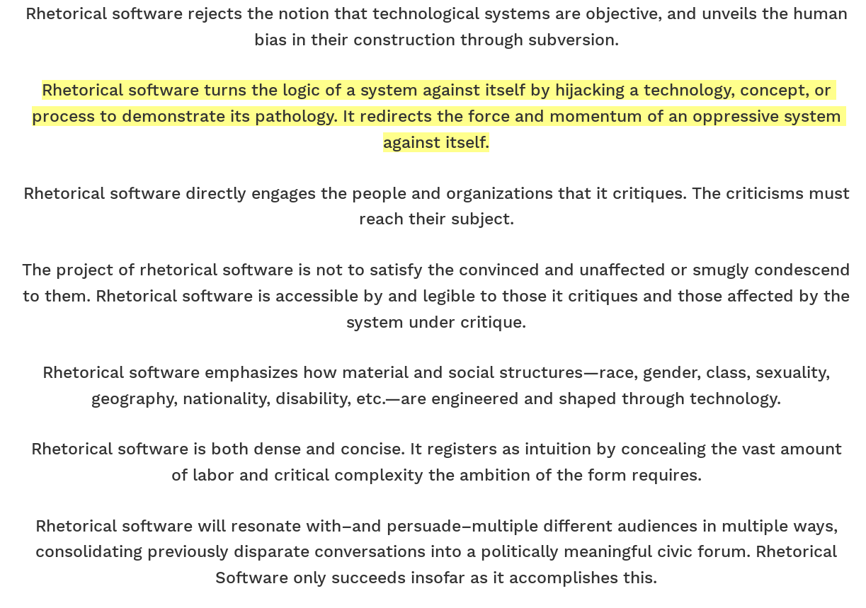 Rhetorical Software. The New Inquiry.